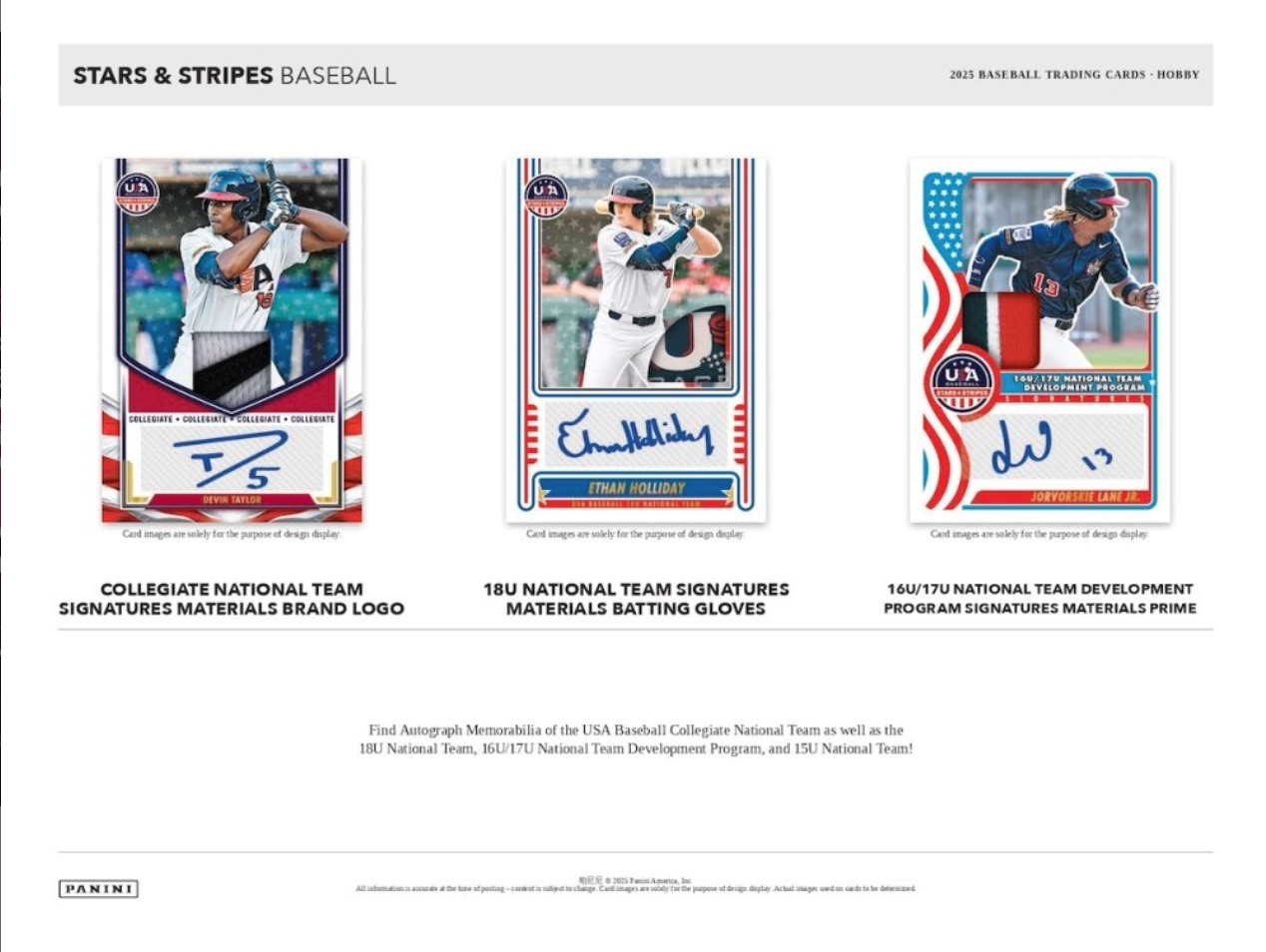Panini 2025 Stars and Stripes USA Baseball Hobby Box